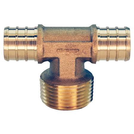 Apollo 3/4 in. Brass PEX Barb x 3/4 in. Male Pipe Thread Adapter Tee APXMT34